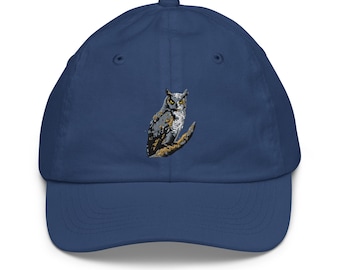 Horned Owl Embroidered Youth baseball cap ages 5 up