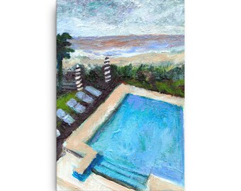 Canvas Print "Soon" Poolside by the Beach Thin canvas