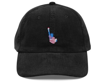 Cap Statue of Liberty Embroidered Vintage corduroy hat