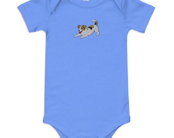 Jack Russell Embroidered Baby short sleeve one piece