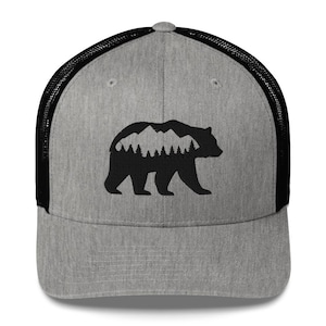 Gorra de camionero Mountain Grizzly Bear bordada para exteriores, ajustable, estilo snapback, regalo para hombres y mujeres