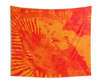Bold Tiger-Inspired Abstract Tapestry, Vibrant Red, Orange & Yellow Wall Art Indoor Wall Tapestries