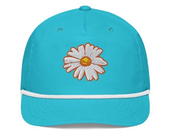 Daisy Embroidered Golf Rope Cap Stylish Floral Hat for Flower Lovers Lovers