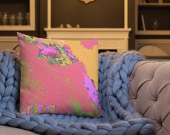 Throw Pillow "Mulberry Abstract"  Premium Linen Feel Poly Pillow