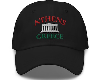 Athens Greece Embroidered Dad Hat With Parthenon