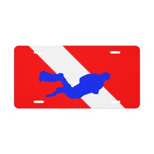 Scuba Diver License Plate – Dive Flag Design with Bold Diver Silhouette Vanity license plate