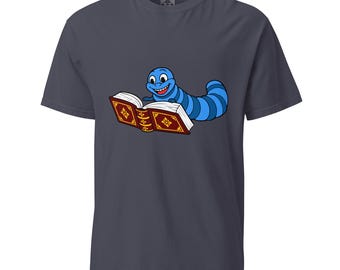 Happy Bookworm Reading an Antique Book Unisex garment-dyed heavyweight t-shirt