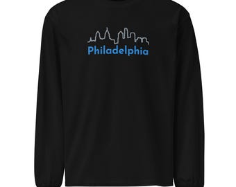 Philadelphia Skyline Embroidered Premium heavyweight long sleeve shirt