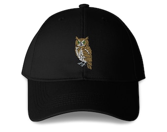 Screech Owl Embroidered Structured 6-Panel Adjustable Baseball Cap