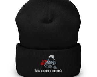 Embroidered Train Cuffed Beanie – Big Choo Choo Kids Winter Hat, Warm & Soft Toddler Gift