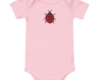Ladybug embroidered Baby short sleeve one piece