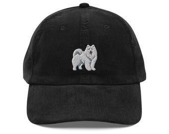 Samoyed Embroidered dog embroidered Vintage corduroy cap