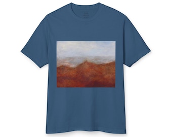 Autumn Mountains Fall Landscape Graphic Garment Dyed T-Shirt for Nature Lovers, Hiking, and Outdoor Adventure Gift