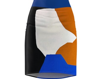 Women's Pencil Skirt Artistic Minimal Abstract Fusion