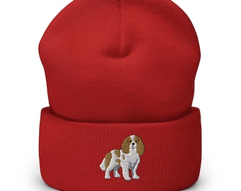 Cavalier King Charles Embroidered Cuffed Beanie