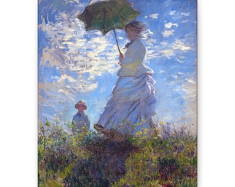 Canvas Print, Monet Lady With a Parasol 1875 Reproduction Artwork, Wall Decor, Home Office Wall Art, Fine Art Print