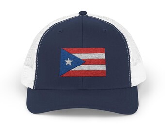 Puerto Rico Flag Embroidered Snapback Trucker Cap - Summer Sun Protection, Outdoor Cap, Beach Cap, Adjustable