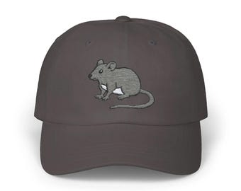 Happy Rat Embroidered Dad Cap, Cute Animal Baseball Hat, Fun Embroidery Cap, Gift for Animal Lovers, Adjustable Baseball Cap