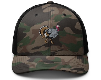 Turkey Walking Wild Embroidered Camouflage Trucker Hat | Outdoor Hunting Cap | Adjustable Fit & Stylish Design