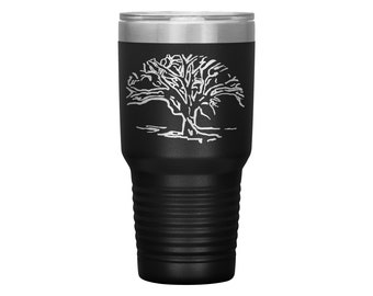 Tumbler Laser Etched Gnarly Tree Insulated 30 Ounces with Lid