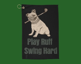 Golfing Pug Golf Towel: Funny Golf Lover Gift