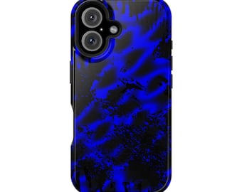 Blue Plasma Abstract Art Magsafe Compatible Phone Case for iPhones 13-16