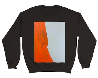 Classic Unisex Crewneck Sweatshirt Minimal Abstract Orange and Gray