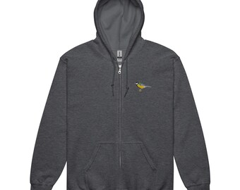 Great Tit Hoodie, Unisex Heavy Zip Hoodie with Embroidered Bird Design, Perfect Gift for Bird Lovers & Nature Enthusiasts