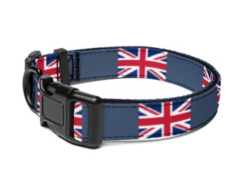 Union Jack English Flag Pet Collar - Adjustable Dog Collar, UK Flag Design,  Pet Accessory