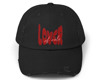 Lover of cats Unisex Cap, Cat Mom Dad Hat, Vintage Distressed Baseball Cap, Animal Lover Gift, Pet Owner Headwear