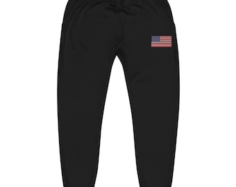 USA Flag Embroidered Unisex Fleece Sweatpants | Cozy & Comfy Lounge Wear, Perfect for All Seasons