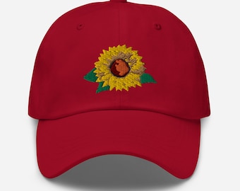 Embroidered Cap Sunflower Adjustable Hat