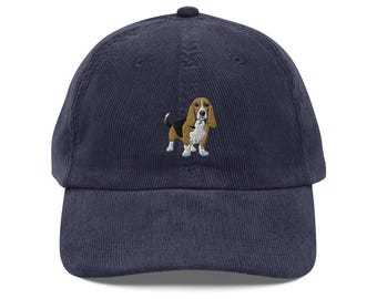 Basset Hound Embroidered Dog Vintage corduroy cap