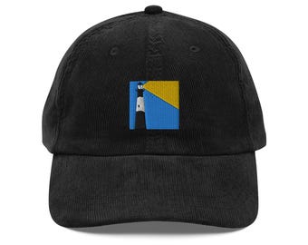 Embroidered Tybee Island Lighthouse Vintage Corduroy Cap | Chic Beach Hat | Adjustable Gear for Outdoor Adventures