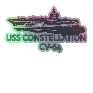 Holografische stickers USS Constellation CV-64 - Marine vliegdekschip verzamelobject - Unieke militaire stickers en geschenken