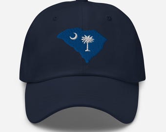 South Carolina State Shape Flag Embroidered Dad hat