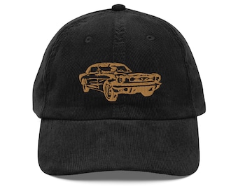 Classic 1960s American Pony Car Embroidered Vintage corduroy cap