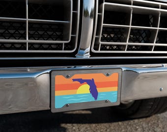 Florida Vanity Plate – Bold Beach Sunrise Design with State Silhouette Vanity license plate