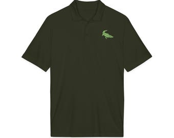 Alligatorbroderad pikétröja, fukttransporterande skjorta i sydstatsstil