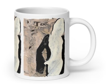 She Retro Figurative Abstract Modernist Coffee Mug - Chic Ceramic Cup, Vintage Style for Home/Office, Unique Gift for Coffee Lovers