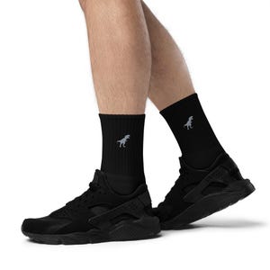 Embroidered T-Rex Socks: Dinosaur Lover Gift, Made in USA