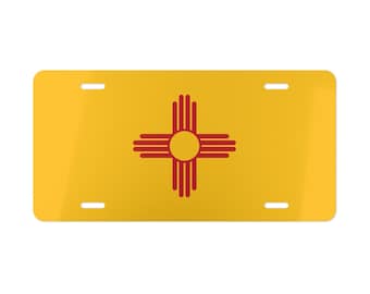 New Mexico Zia Flag Vanity Plate | License Plate Decor