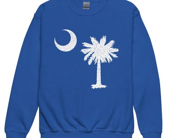 South Carolina Palmetto & Crescent Youth Crewneck Sweatshirt - Kids SC State Pride Pullover Shirt