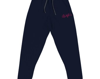Wife Embroidered Unisex Joggers - Comfortable Casual Pants for Women, Custom Gift Idea, Soft Cotton Lounge Sweatpants