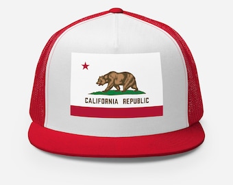 California Flag Trucker Cap | Adjustable Snapback Hat for Men & Women | Stylish Outdoor Gear for California Lovers