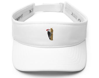 Pileated Woodpecker Embroidered Visor: Bird Watcher Sun Hat