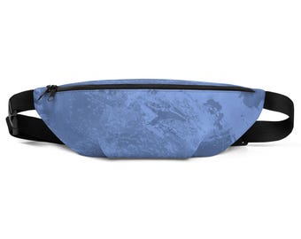 Cyan Blue Marble Print Stylish Fanny Pack for Everyday Wear