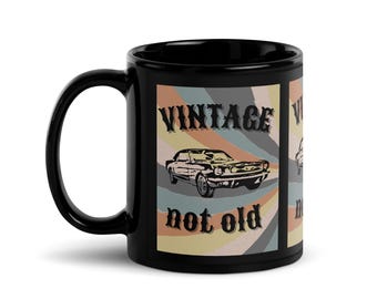 Vintage Black Ceramic Coffee Mug - Retro Coffee Cup, Durable Pottery, Classic Kitchen Drinkware, Unique Gift for Coffee Lovers