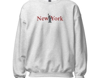Embroidered New York Sweatshirt with Statue of Liberty | Unisex Casual Wear | Perfect Gift for NYC Lovers & Travelers