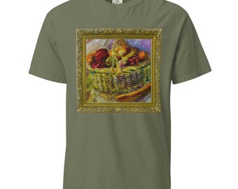 Framed Still Life Fruit Basket Painting Art T-Shirt – Vintage Fruit Tee Unisex garment-dyed heavyweight t-shirt